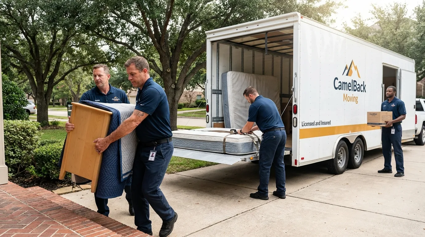 Crew loading residential truck for cross-state move from Moosic, PA