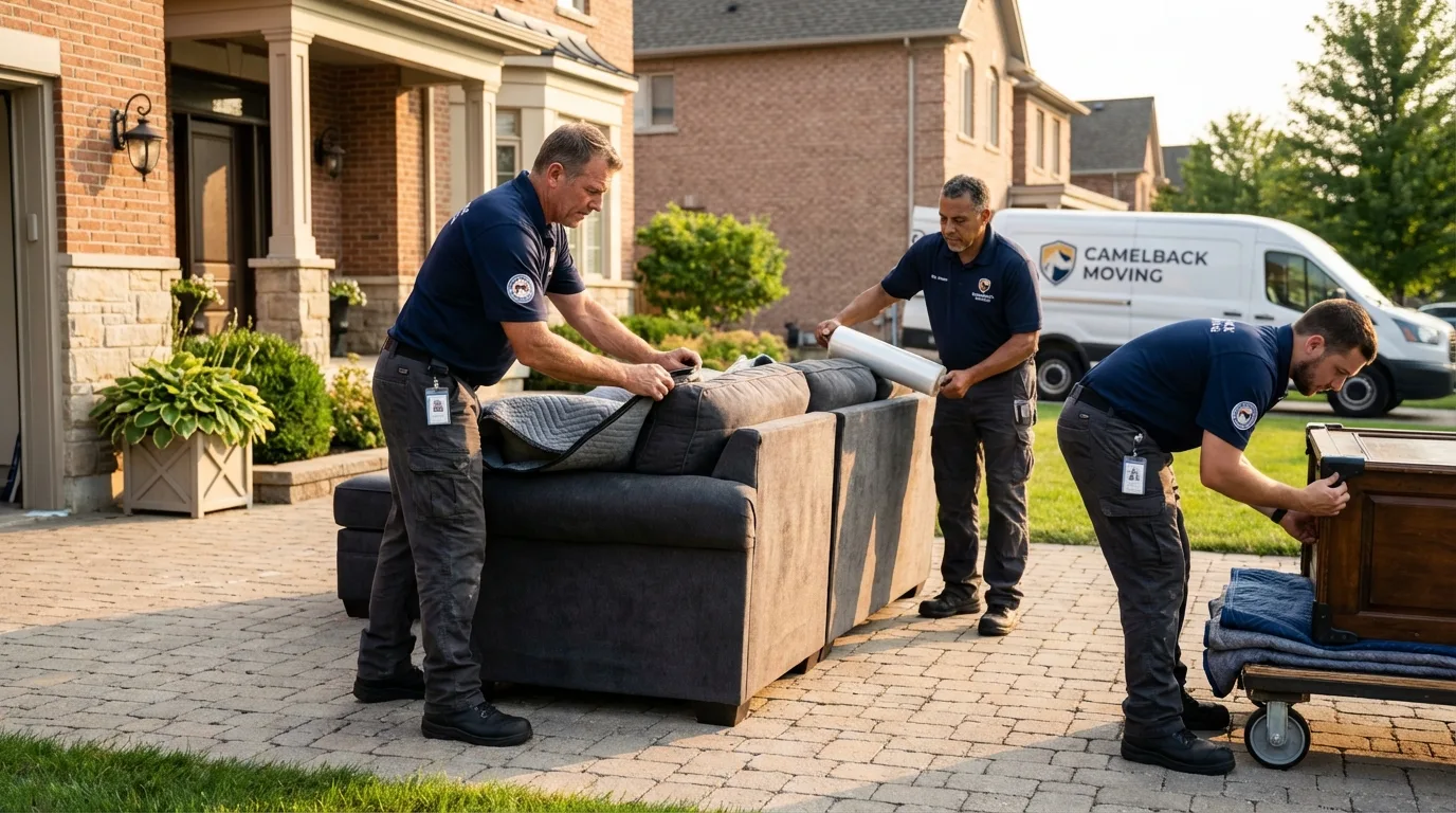 Large estate moving crew wrapping furniture in Moosic, PA
